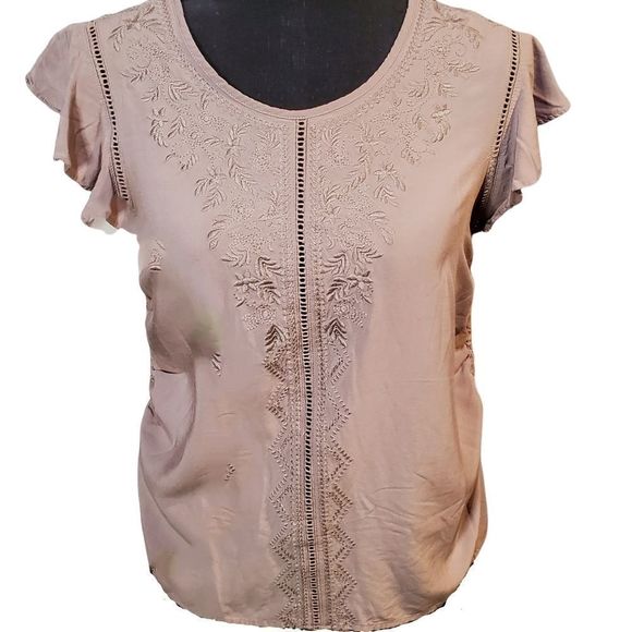 Fourteenth Place Embroidered Flutter Sleeve Top - Picture 1 of 5